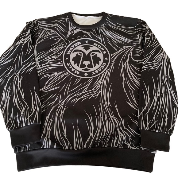 BEAST Water Malt Hops Beast Black Gray Long Sleeve Sweatshirt Mens - Picture 1 of 7